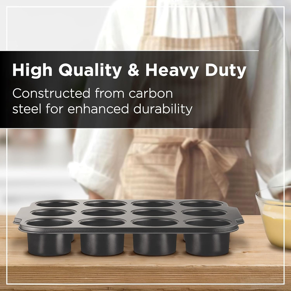 Wrenbury Pro Mini Cheesecake Pans Removable Bottom 12 Hole - Heavy Gauge Carbon Steel Muffin Cupcake Pan Loose Bottom Springform for Baking - 3 Inch Individual Cheesecakes Tin - PFOA Free