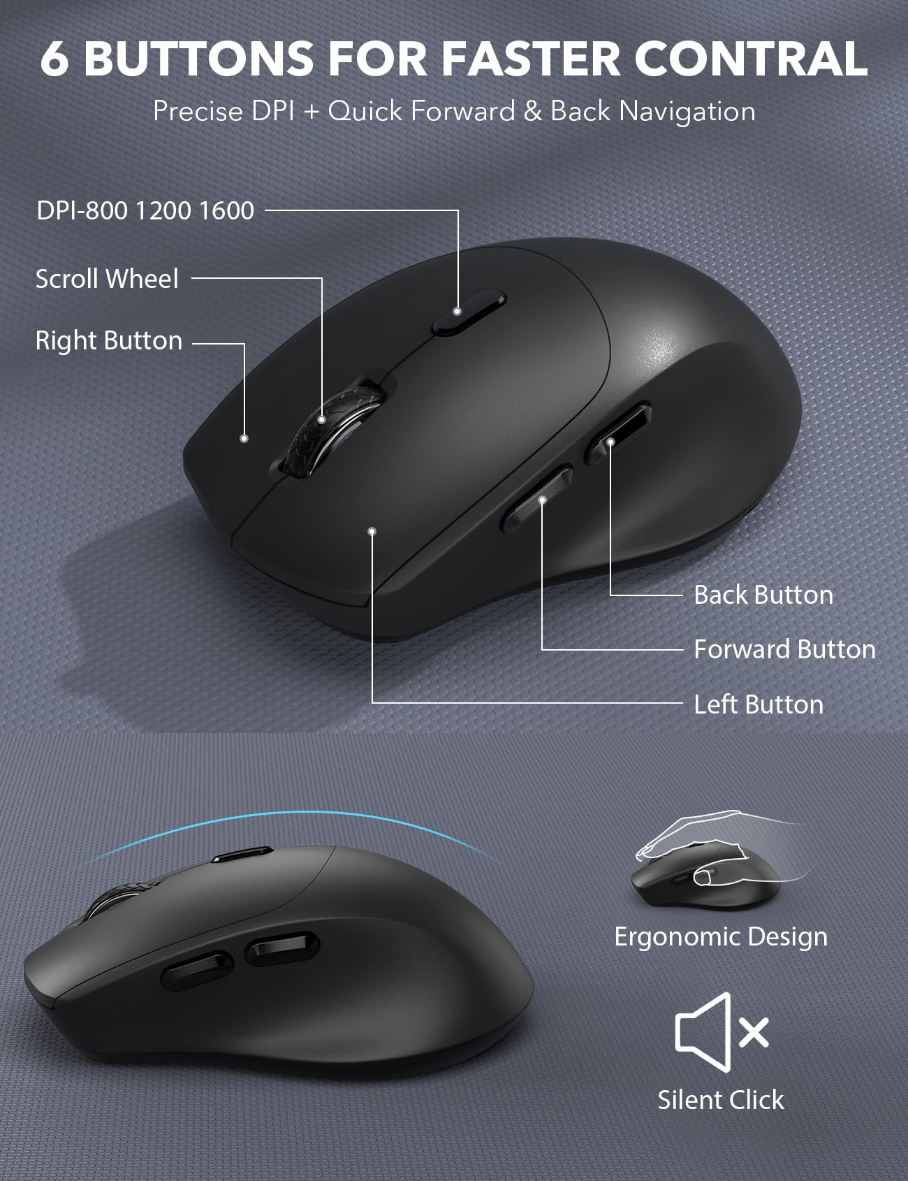 Wireless Keyboard and Mouse Combo - Full-Sized, Ergonomic Wrist Rest