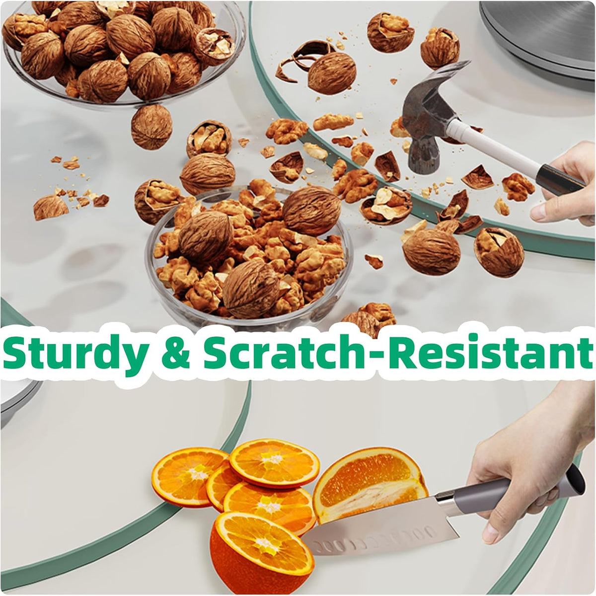 Lazy Susan 30.7 inch Glass Turntable Dining Table Large Round Serving Plate Tabletop Rotating Tray with Swivel Assist System Silent & Smooth Spin (78cm / 30.7in)