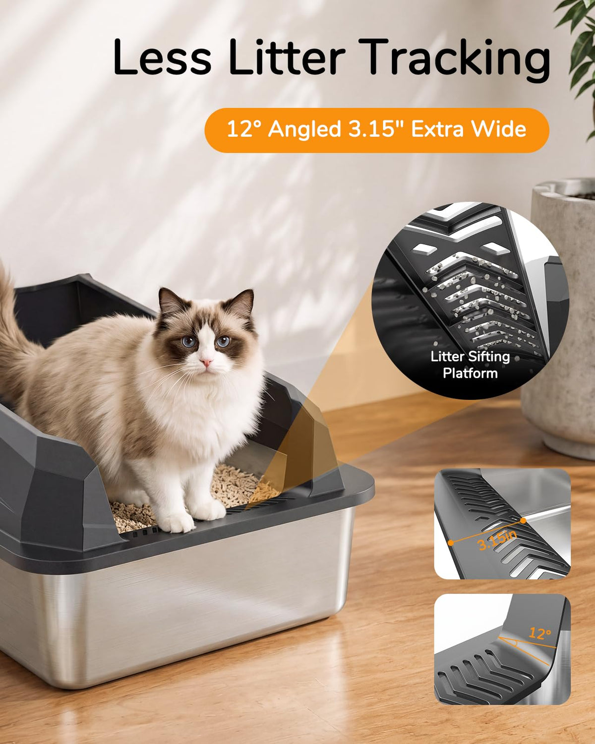 JINXUANTANG XL Cat Litter Box: High-Sided Anti-Urine Leakage for Big Cats