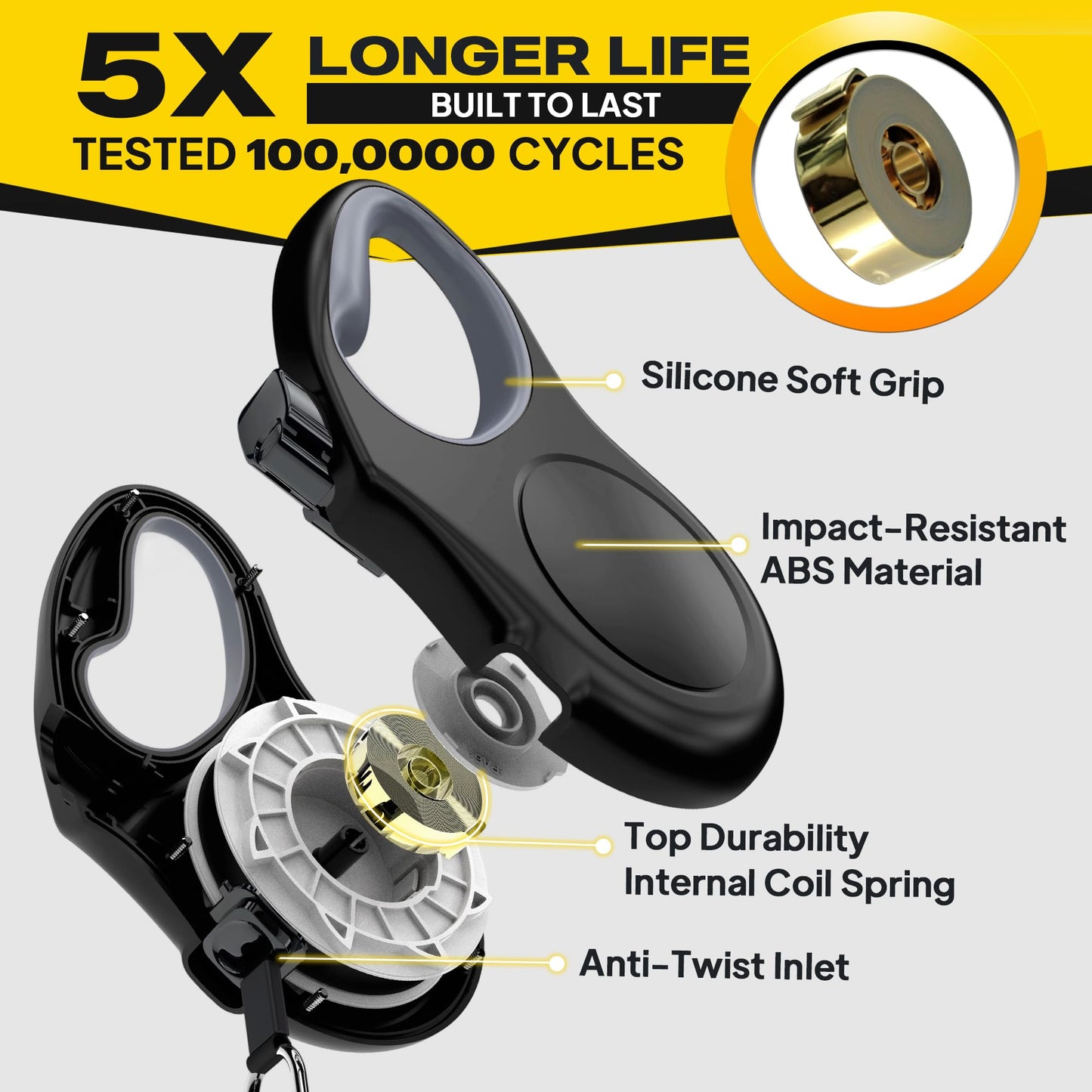 Fida Retractable Dog Leash Large Breed, Heavy Duty 16 ft Dog Walking Leash, up to 110 lbs, 360° Tangle Free, Black
