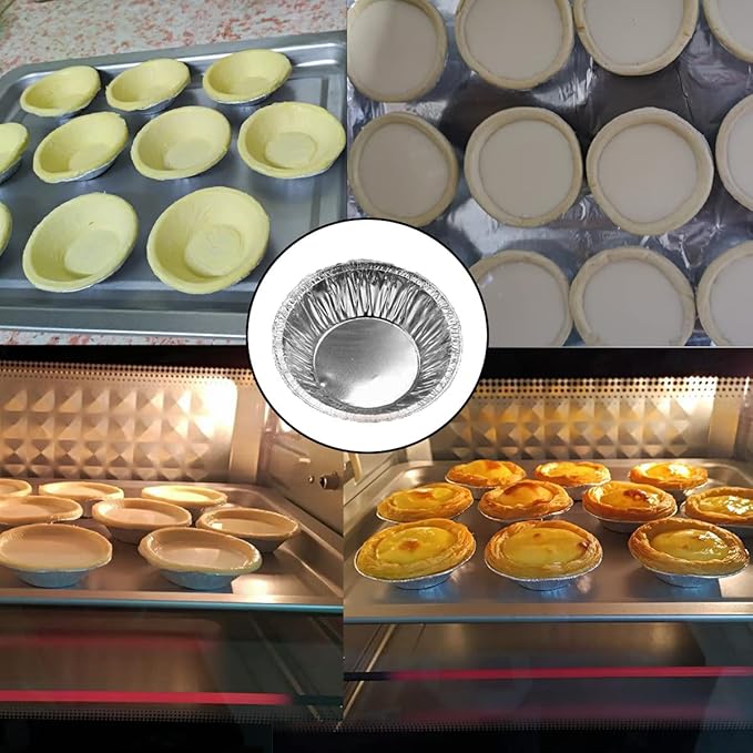 100 Pcs Aluminum Foil Mini Pans, Great for Baking Tarts, Quiche, Pudding, etc.