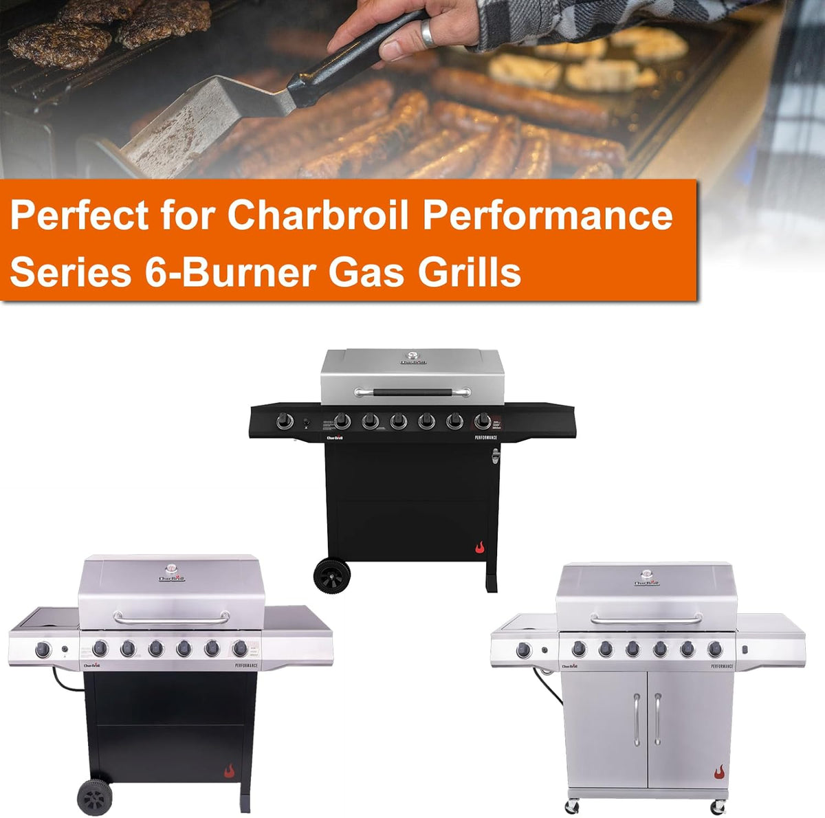 Full-Size Griddle Inserts for Charbroil Performance 6-Burner, Flat Top Griddle for Charbroil Grill 463229021 463229521 463228622 463284422 463229521B 463259223, Replacement Parts for G426-0005-W1