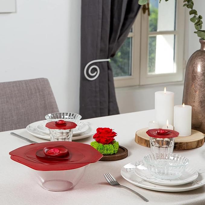 Charles Viancin - Rose Silicone Lid for Food Storage and Cooking - Airtight Seal on Any Smooth Rim Surface
