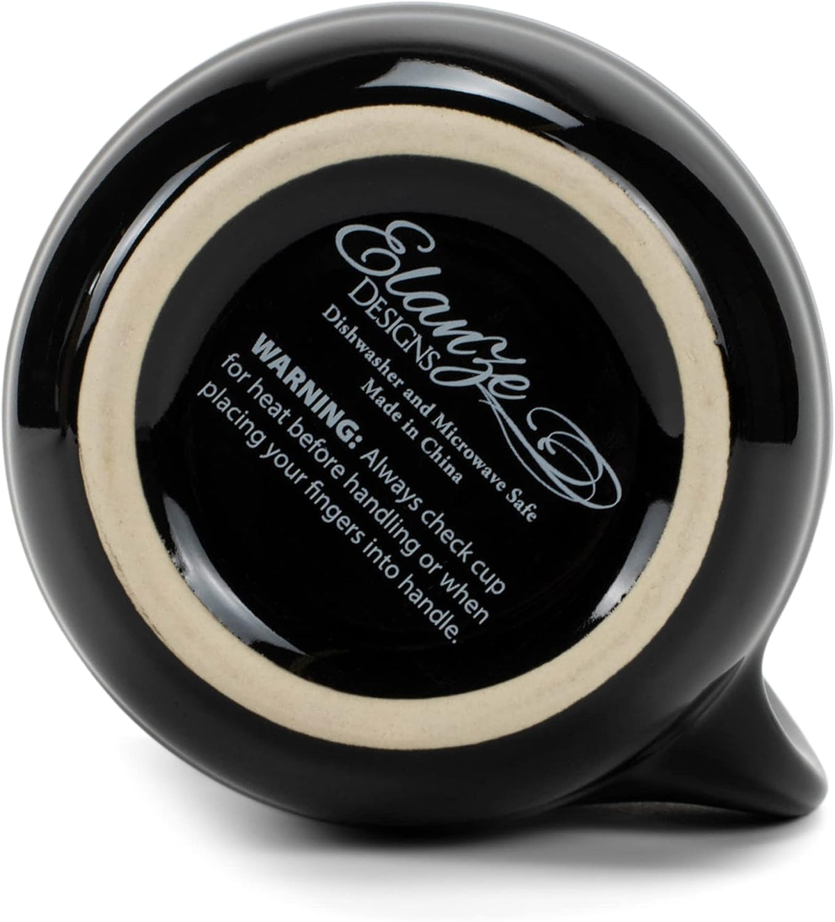 Elanze Designs Ribbed 14 ounce Ceramic Stoneware Handwarmer Mug, Black