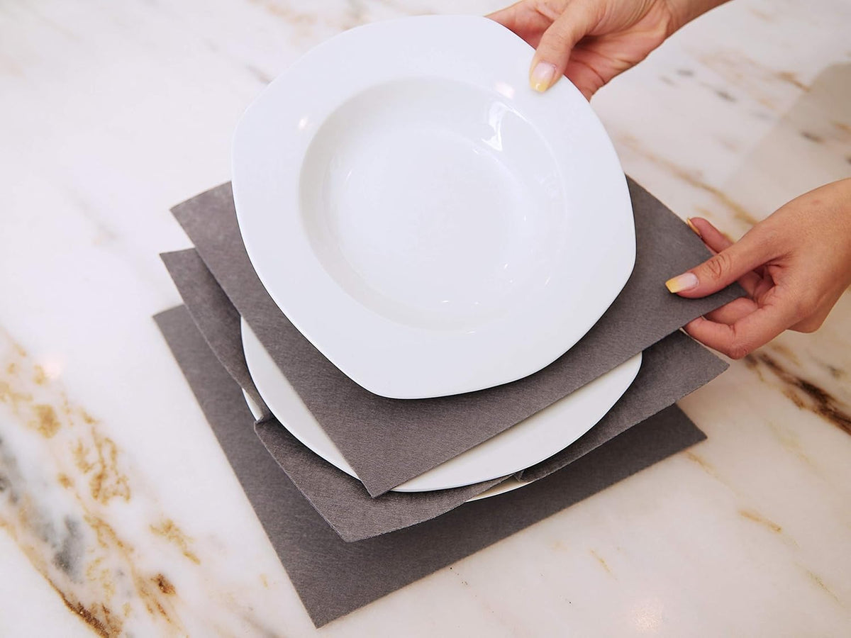 Covermates Keepsakes Dish Storage Box - Stackable, Reinforced Handles, China Storage, Graphite