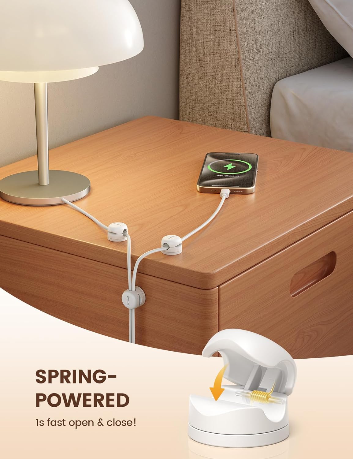 Lamicall 12Pack Rotatable Cord Organizer, Office Desk Nightstand Accessories - Cable Clips Management, Birthday Gifts for Teens Friends, Desk Phone Charger Holder Gadget, Home Workspace Organizer