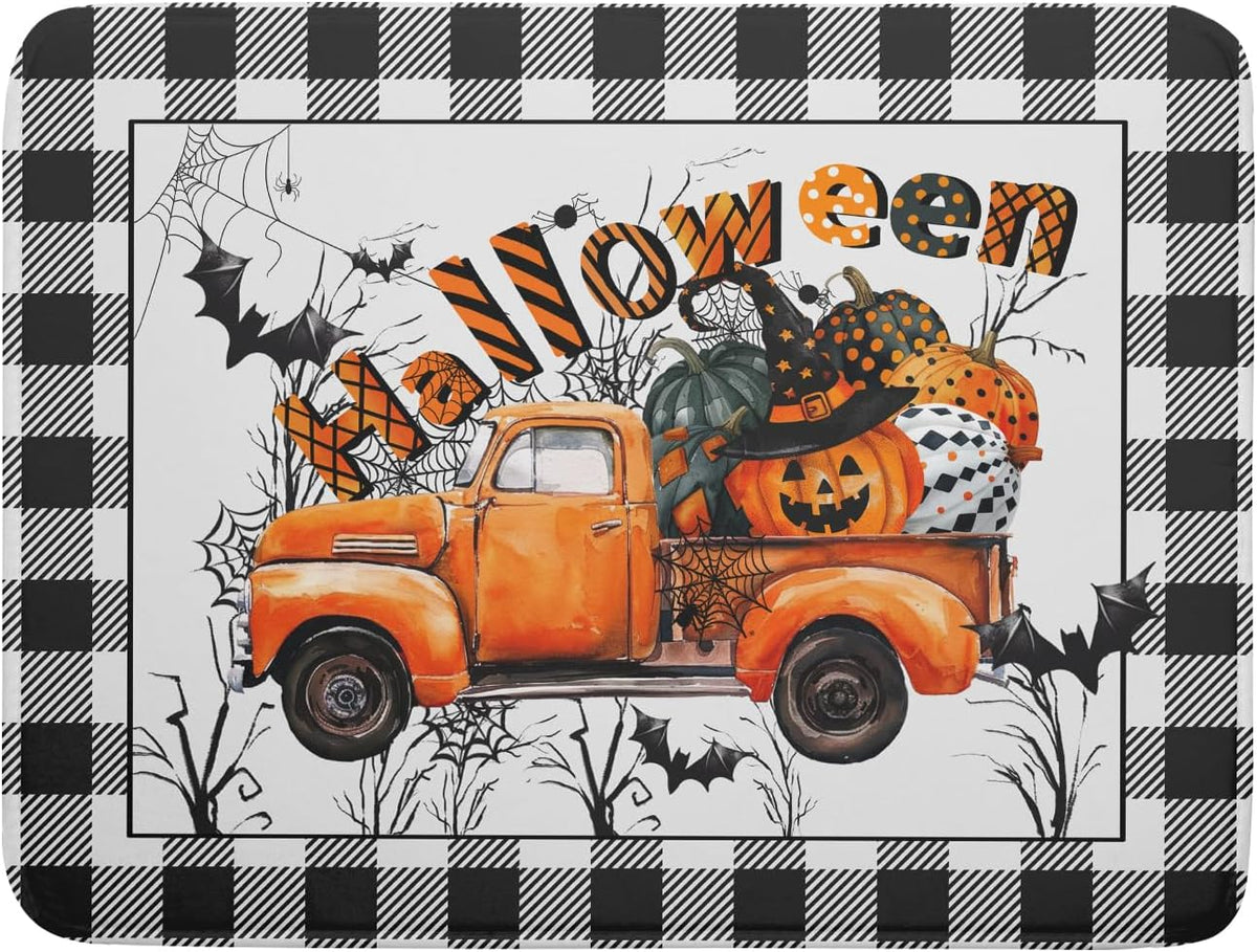 Holiday Truck Dish Drying Mat - Orange Holiday Absorbent Microfiber Dish Drying Pad for Kitchen Counter