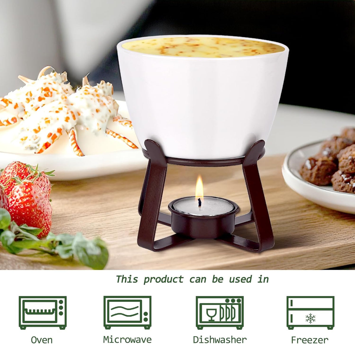 4 Pieces Large Butter Warmers,Butter Warmers for Seafood with 20 Pieces Tealight Candles,Ceramic Butter Warmer Set for Chocolate or Cheese,Fondue- Dishwasher&Microwave Safe,Oven Safe(10.55oz)