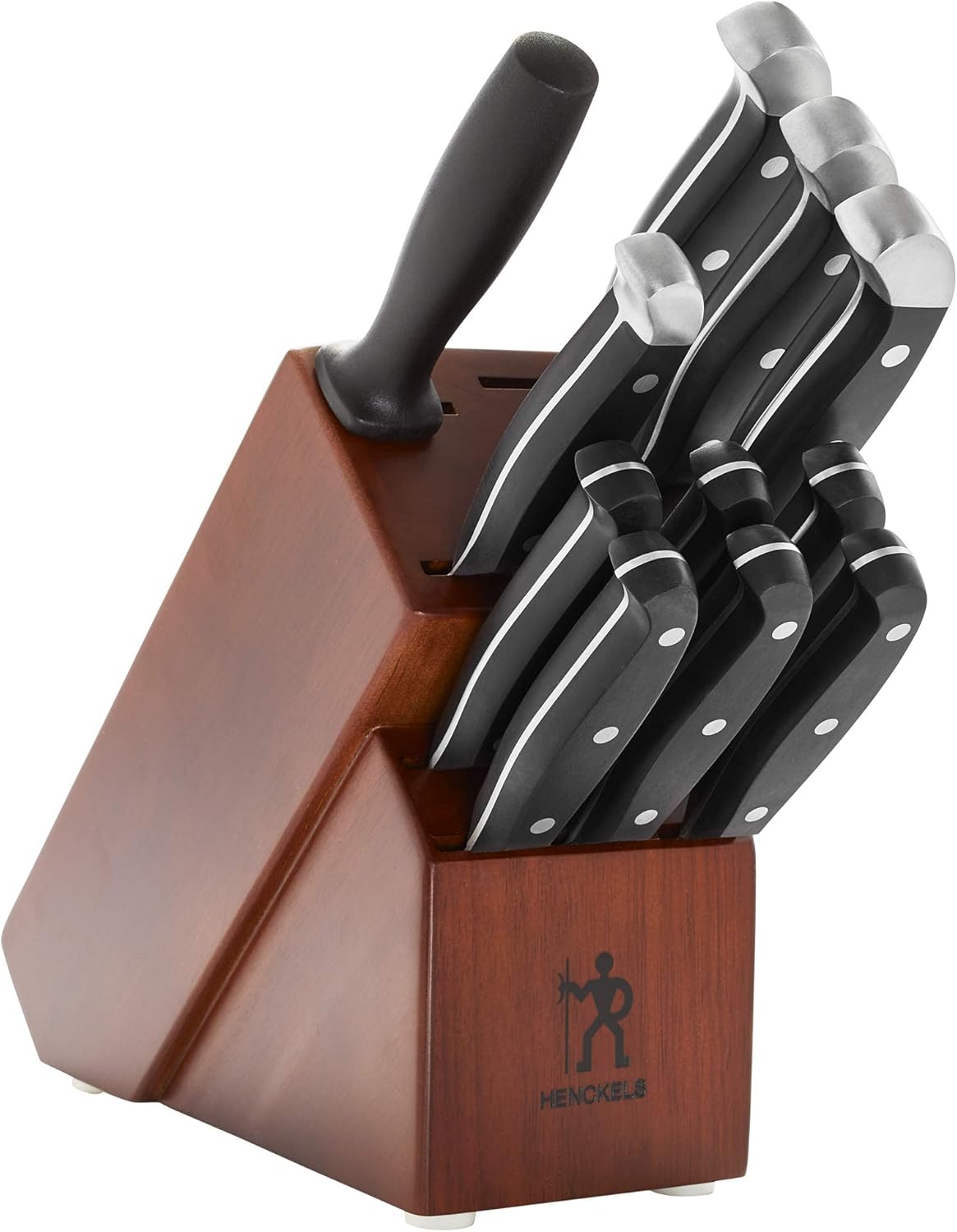 HENCKELS Premium Quality 12-Piece Knife Set with Block and Knife Sharpener, Razor-Sharp, German Engineered Knife Informed by over 100 Years of Masterful Knife Making, Dark Brown