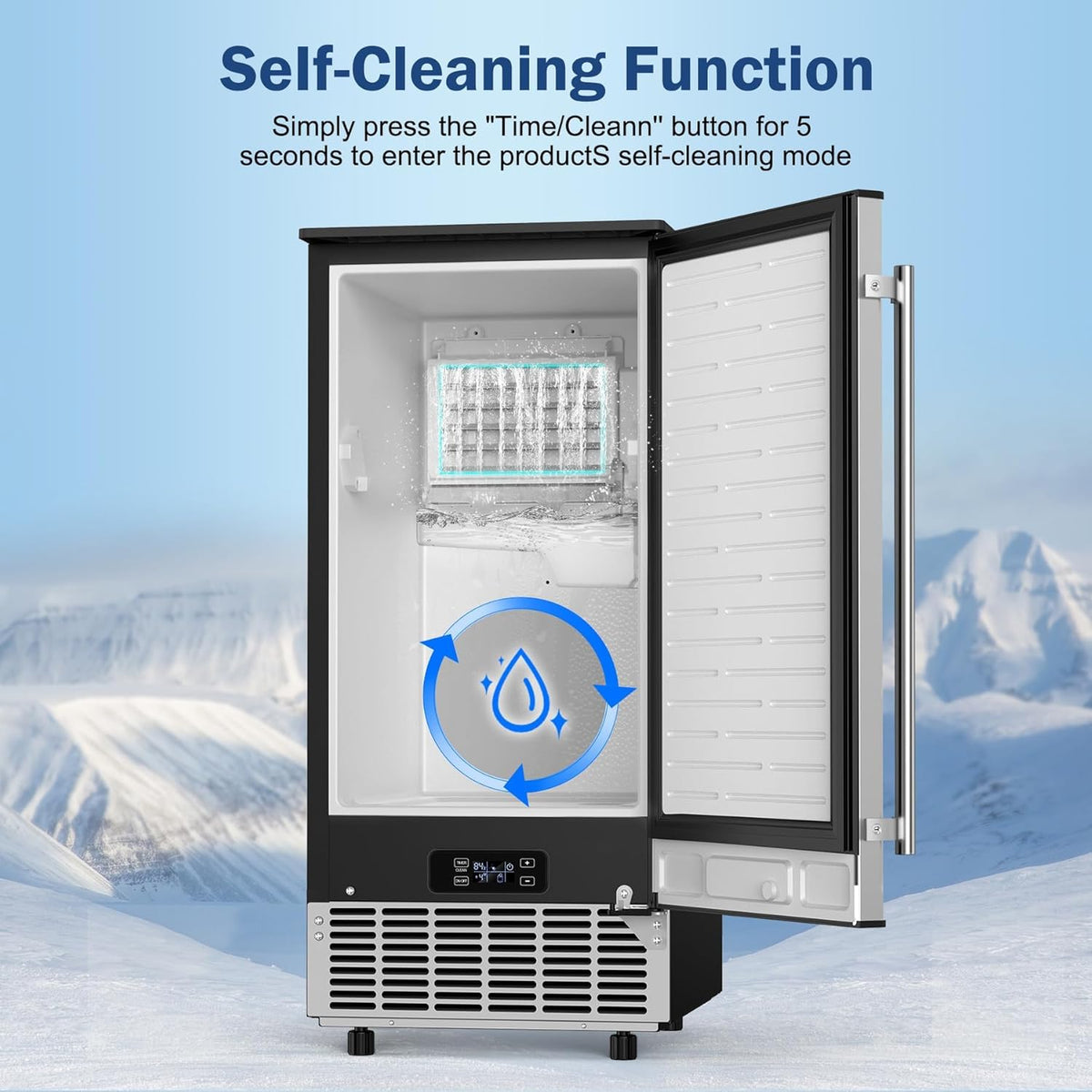 Built in Ice Machine, 95Lbs/Day with 35lbs Storage Bin, 40Pcs Cubes in 10Mins, Reversible Door, Under Counter Ice Maker for Home Office Commercial, Ice Maker Machine Commercial