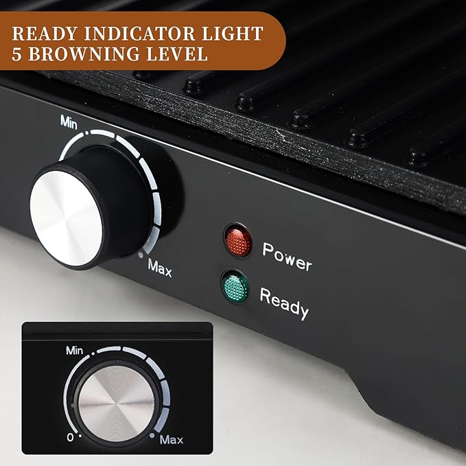 Panini Press Grill Sandwich Maker, Large Electric 3 in 1 Panini Sandwich Maker Grill, Open 180 Degrees for Grill Indoor, Perfect for Grilling Steaks, Burger, Sandwich,Non-stick Pan