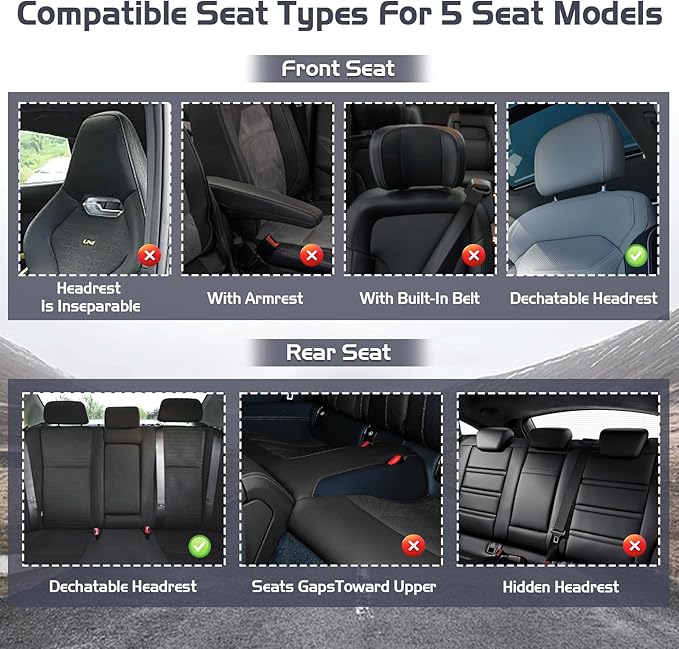 Truck Seat Covers for Ford Bronco 2021-2026, Waterproof Premium Leather Full Coverage Car Seat Cover, Muscle Sport Style Auto Interior Seat Cover Sets (Full Set/Gray Black)