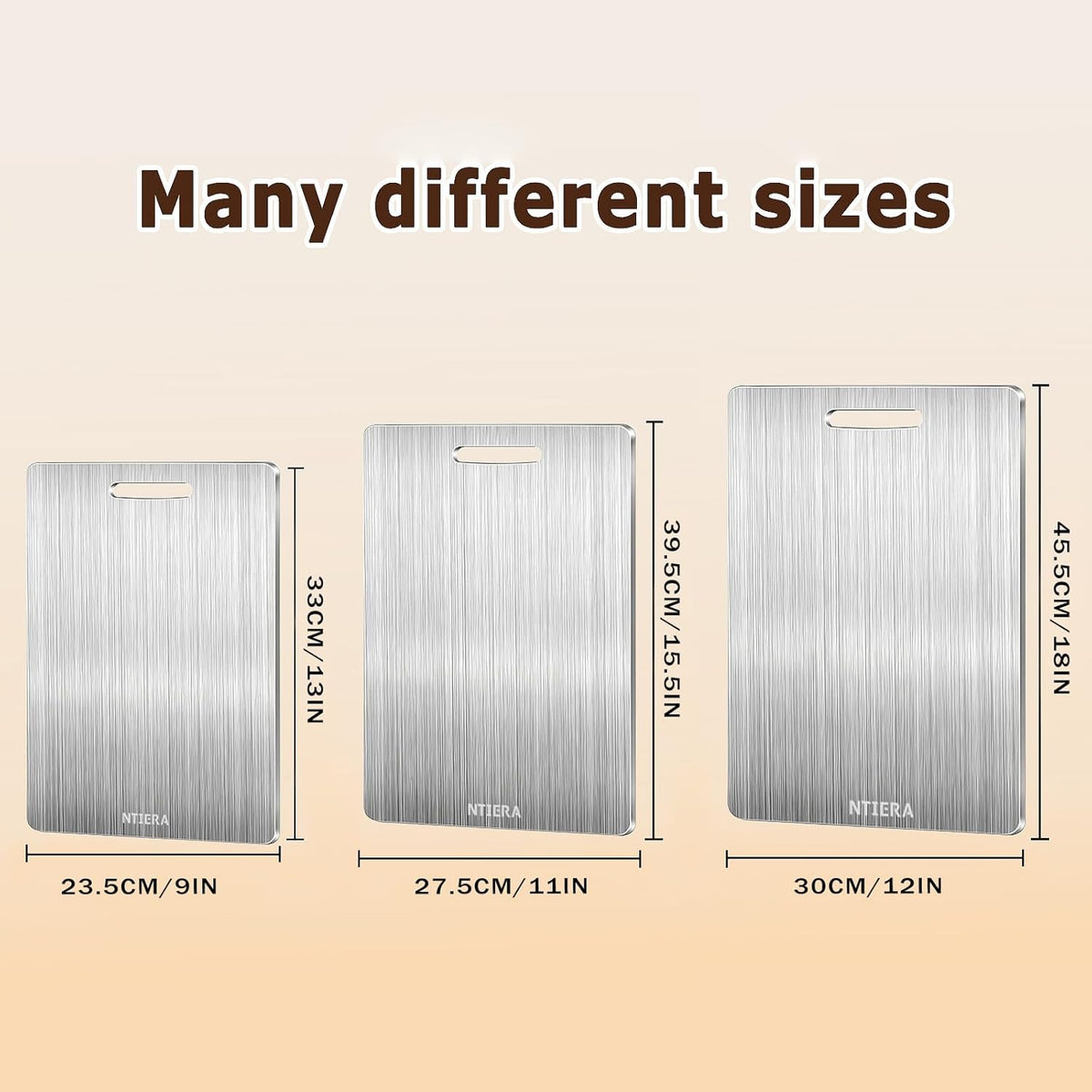 New Titanium Cutting Board-Stainless Steel Cutting Boards for kitchen,Double-Sided Food Grade Non Toxic Cutting Board,Chopping Boards Necessities for Home Outdoor Camping Meal Prep,Easy to Clean （L）