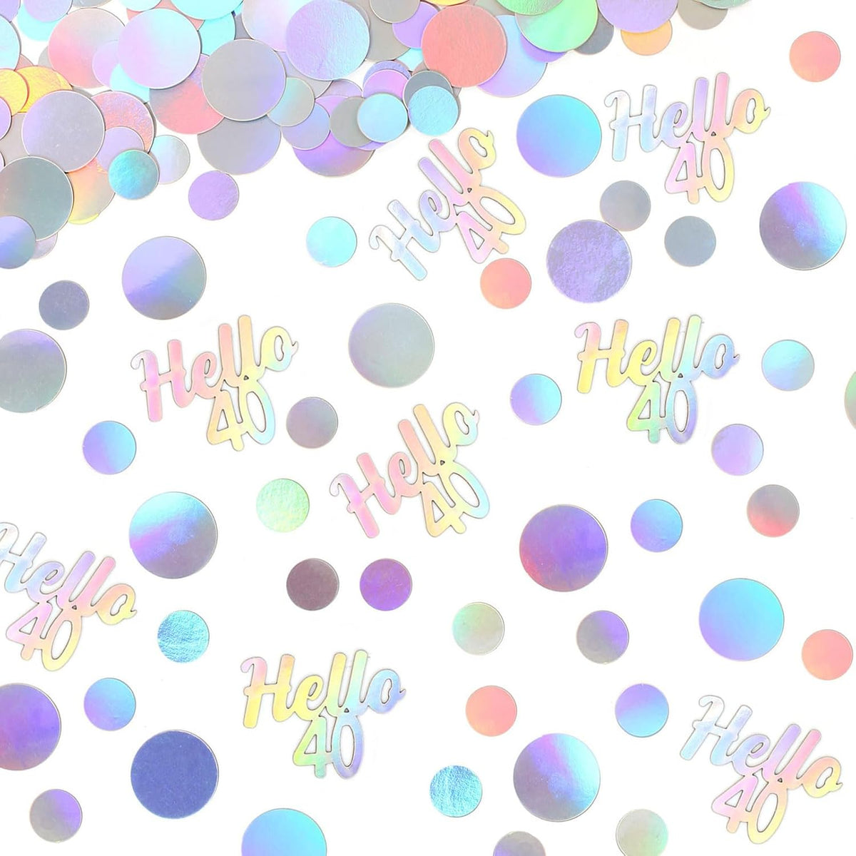 40th Birthday Confetti for Table Iridescent Birthday Party Decorations for Her Circle Dots Hello 40 Women Forty Years Old Birthday Table Scatters Decor Anniversary Party Supplies 300PC