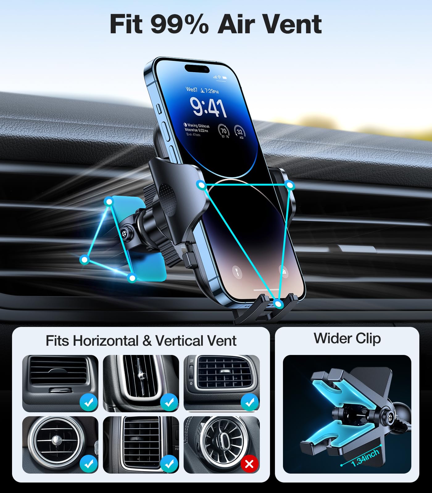 VICSEED [Upgrade Strongest Grip Car Vent Phone Mount, Phone Holder for Car