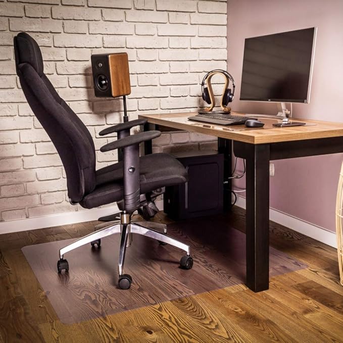 NECAUX Custom 48 x 75 Inch Frosted Table Cover Protector, 1.5mm Thick Wood Grain Transparent Table Pad Non-Slip Tablecloth Plastic Protective Pad for Dining Living Room Table Conference Table