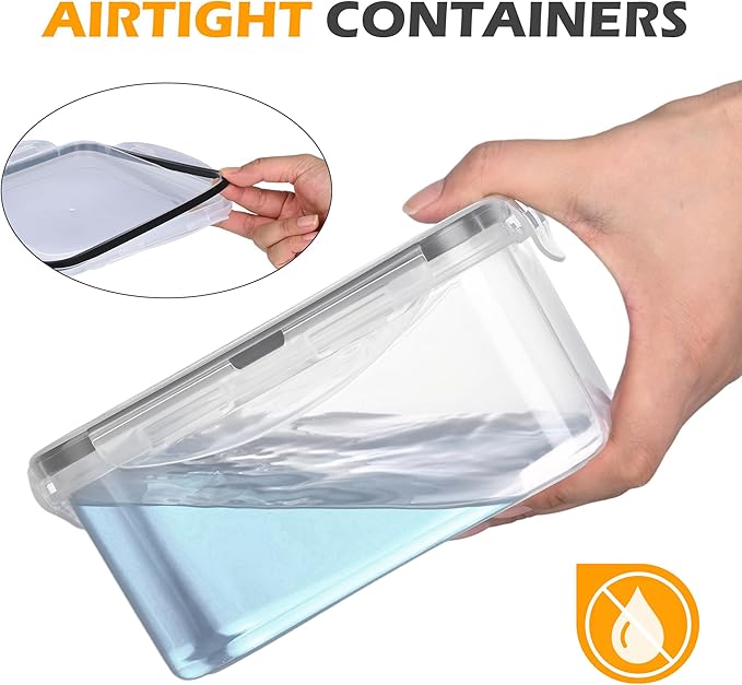 5pc Food Storage Containers with Lids, Airtight Leakproof BPA Free Plastic Meal Prep Boxes, Stackable Nesting Kitchen Containers, Reusable Freezer Dishwasher Safe for Snacks, Fruit & Leftovers