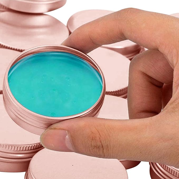 2 Ounce Aluminum Tin Jar with Screw Cap 60mL Tin Cans Refillable Containers for Cosmetic, Lip Balm, Cream, Lotion, Balms, Spices, Salve, Rose Gold 40 Pcs