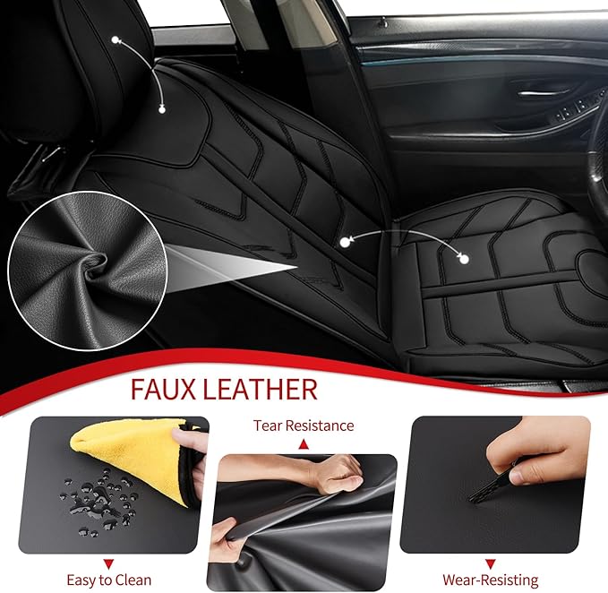 TTX LIGHTING Car Seat Covers fit for Mazda CX-5 2013-2026 Full Set: Premium Leather Automotive Seat Cover with Airbag Compatible Waterproof (5 Seats, Black)