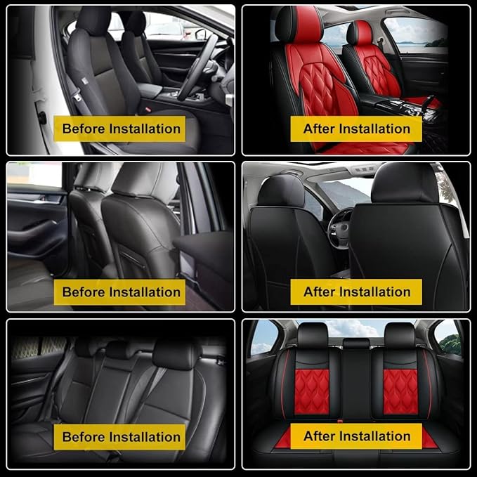 AOMSAZTO Car Seat Covers,Full Set 5 Seats Custom Fit for Kia Sportage 2009-2025 2026,Leather Car Seat Cover Seat Cushion Protector,Airbag Compatible Waterproof Black&Red