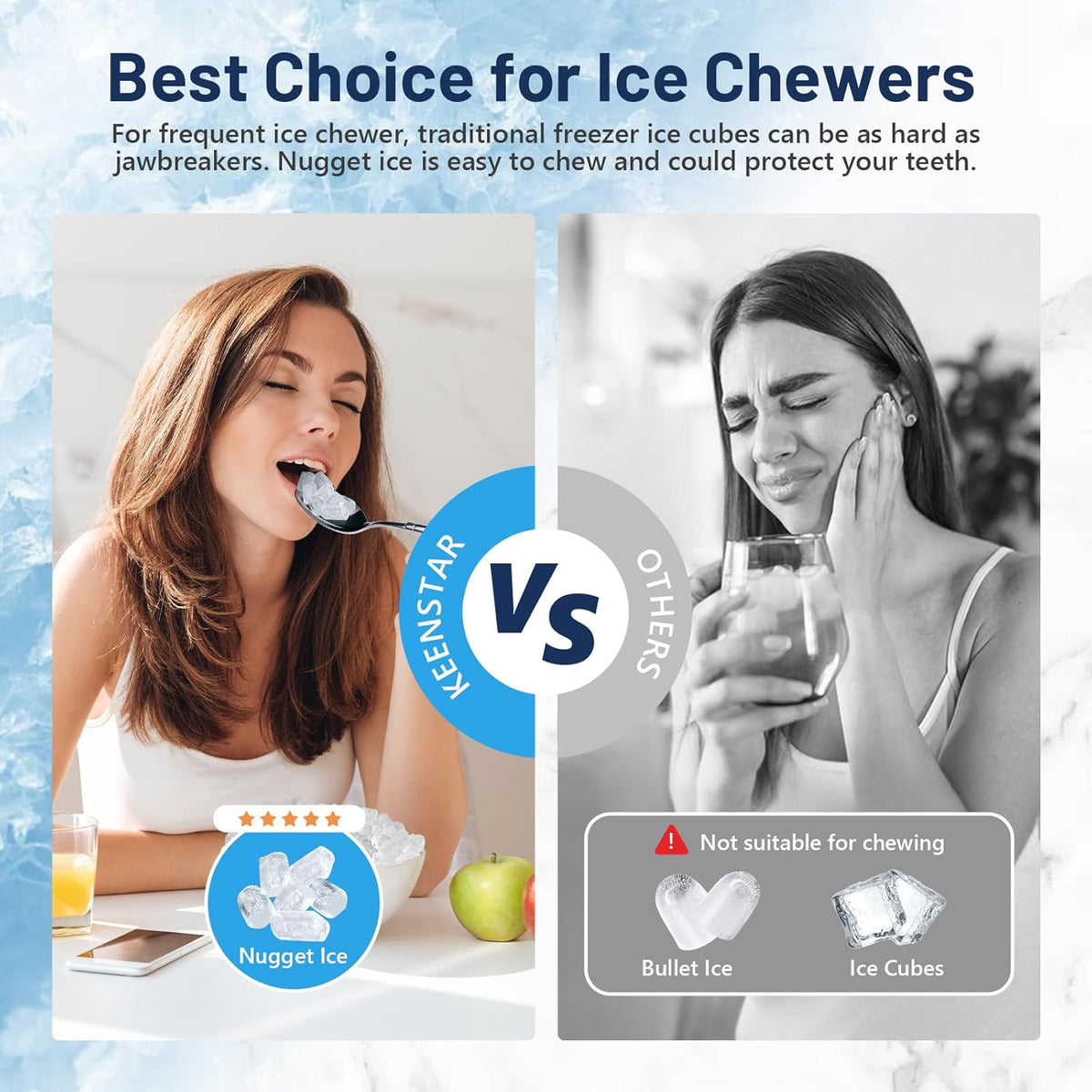 Nugget Ice Maker Countertop, Large Capacity 40lbs/24H, Pebble Ice Maker with Soft Chewable Ice, Self Cleaning, Smart Touch Screen, Sonic Ice Machine for Home Office Party RV - Red