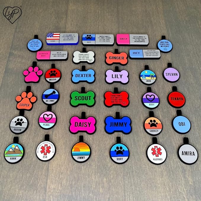 LYP Original Soundless Pet ID Tags | Custom Dog Tags Personalized for Pets | Durable Silicone Deep Engraved Dog Tag | No More Jingling | U.S. Flag