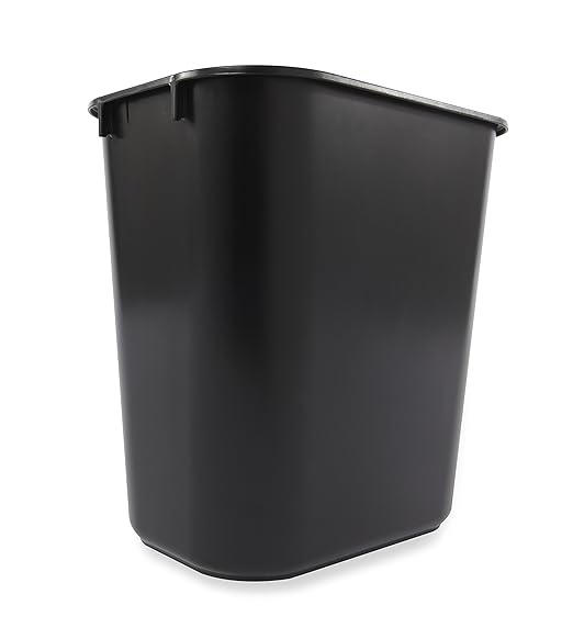 Rubbermaid Commercial Products Deskside Wastebasket/Trash Can, 3.25-Gallon/13-Quart, Black, Plastic, for Bedroom/Bathroom/Office, Fits Under Desk/Sink/Cabinet, Pack of 12