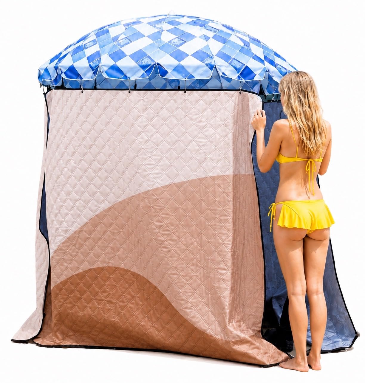 Privacy Beach Umbrella, Cloth Changing System, with 3 Beach Mats