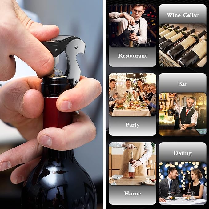 Waiter Corkscrew Wine Openers Heavy Duty Hinges Wine Key Bottle Opener All in One Double Hinged Waiter's Corkscrew with Foil Cutter Wine Tools for Bartenders Servers Sommelier (Black, 100 Pack)