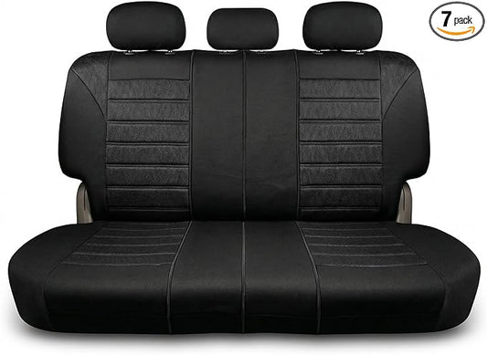 FH Group Automotive Car Seat Covers Rear Set Premium 3D Air Mesh Seat Covers, Airbag Compatible and Split Bench Cover Universal Fit Interior Accessories for Cars Trucks and SUVs - Black