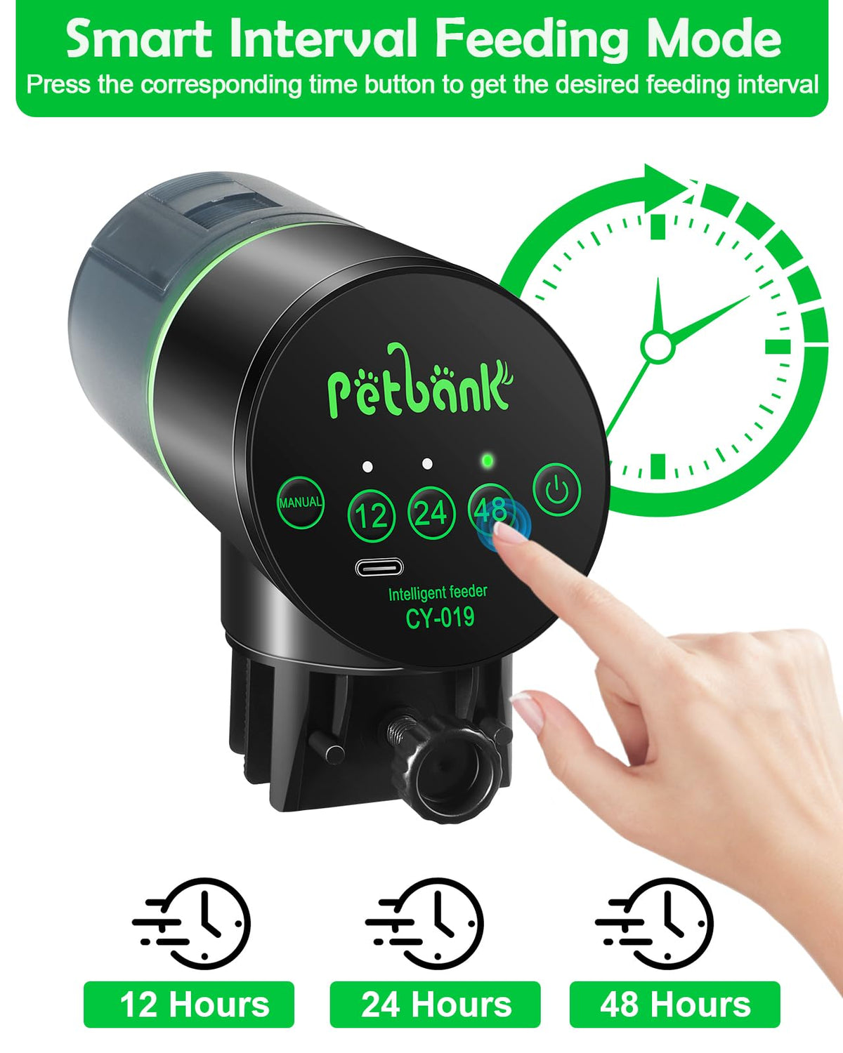 Petbank Automatic Fish Feeder for Aquarium Easy Setup & 12/24/48H Interval