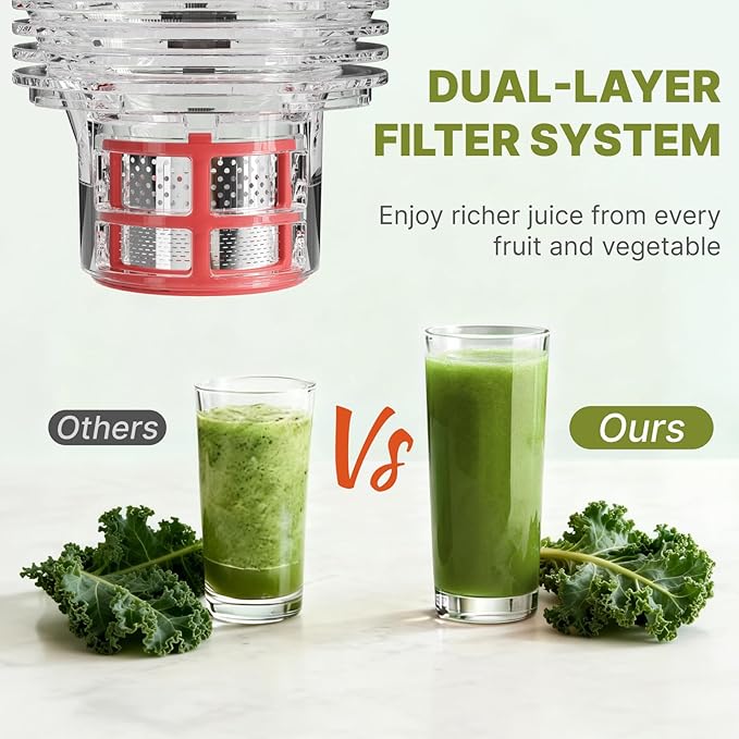 Cold Press Juicer, 5.5inch Wide Feed Chute Juicer Extractor Machine, Slow Masticating Juicer for Whole Vegetables & Fruits, Black
