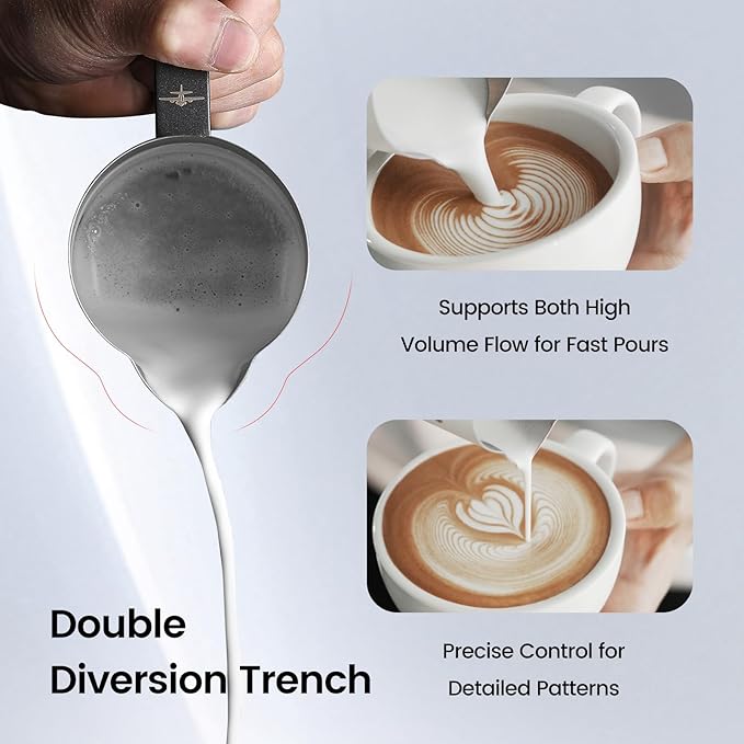 MHW-3BOMBER Espresso Steaming Pitcher Milk Frothing Pitcher Stainless Steel Milk Coffee Cappuccino Latte Art Barista Cup 13.5oz/400ml P5019W