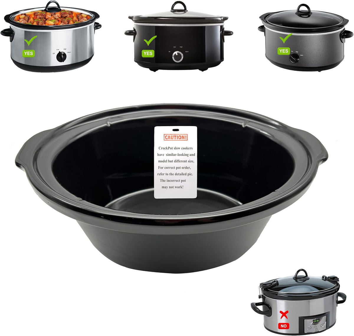 Oval Ceramic Pot Compatible for Crockpot Slow Cooker 7-Quart SCV700 Series