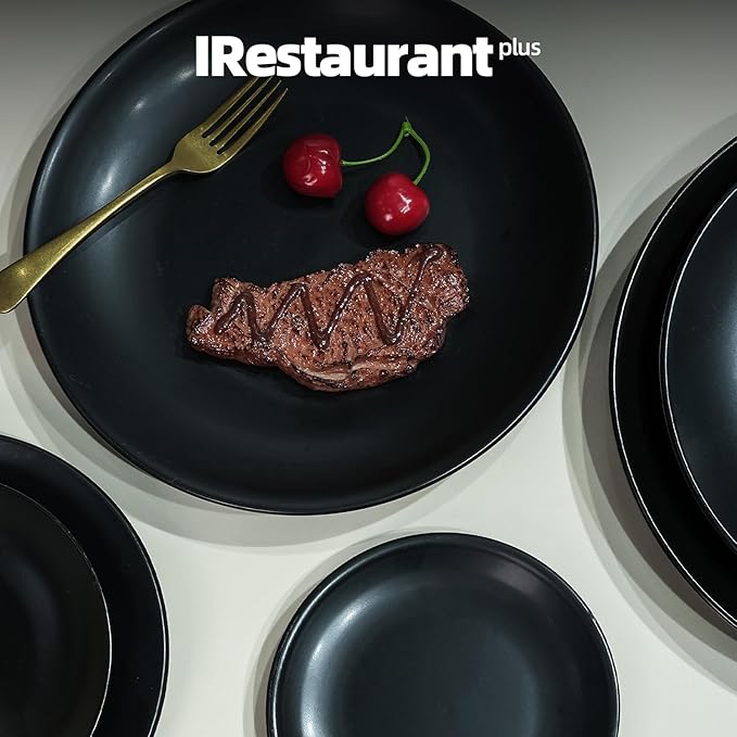 Stoneware Coupe Commercial Grade Dinnerware, Matte Black Plate 12.25", Case of 12