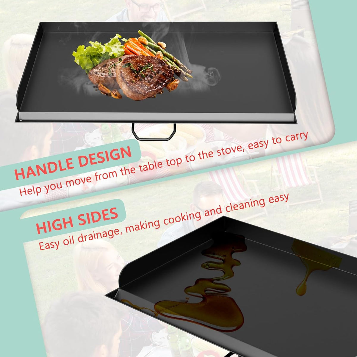 Flat Top Griddle for Camp Chef SPG90B GB90D TB90 CCH3 SG100 TB90LWG TB90LWG15 TB90LW, Outdoor Camping Fry Griddle Pan for Camp Chef PRO 90X Explorer 3X Stove Gas/Propane Stove Grills,16" x 37"