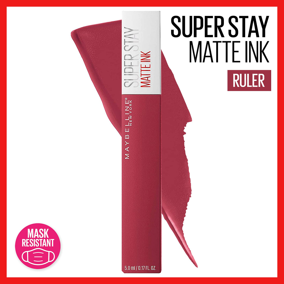 MAYBELLINE Super Stay Matte Ink Liquid Lipstick Makeup Long Lasting High Impact Color Up to 16H Wear Ruler Deep Cranberry and Exhilarator Ruby Red