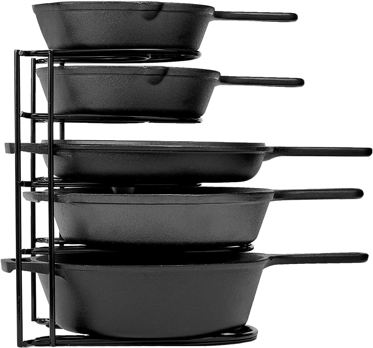 Cuisinel Heavy Duty Pots and Pans Organizer Rack - 12.2"-Inch Tall - 5 Tier Rack - Holds 50 LB - Cast Iron Skillets, Griddles, Shallow Cookware - Space Saving Kitchen Storage - No Assembly Required