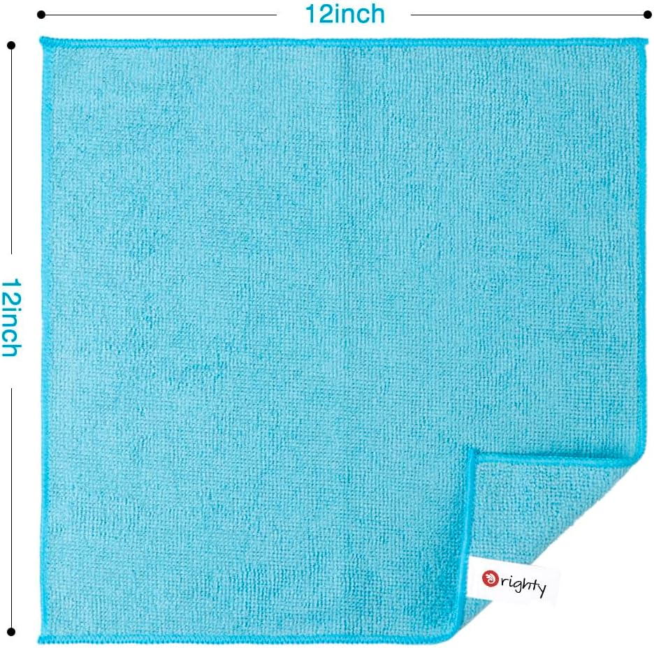 Orighty Microfiber Cleaning Cloth, 12 Pack Highly Absorbent Cleaning Supplies, Lint Free Cloths for Multiple-use, Powerful Dust Removal Clean Rags for House, Kitchen, Car Care(12x12 inch) Blue