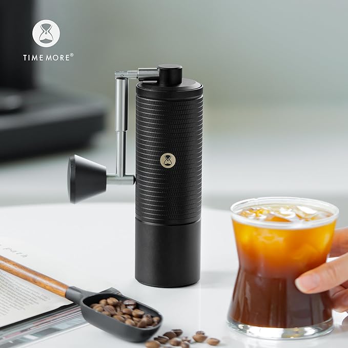 Timemore C5 PRO Manual Coffee Grinder - 42mm Stainless Steel Burr, 48 Adjustable Settings, Hand Coffee Grinder with Fordable Handle, All Metal, Portable for Home, Office & Outdoor, 30g Capacity, Black