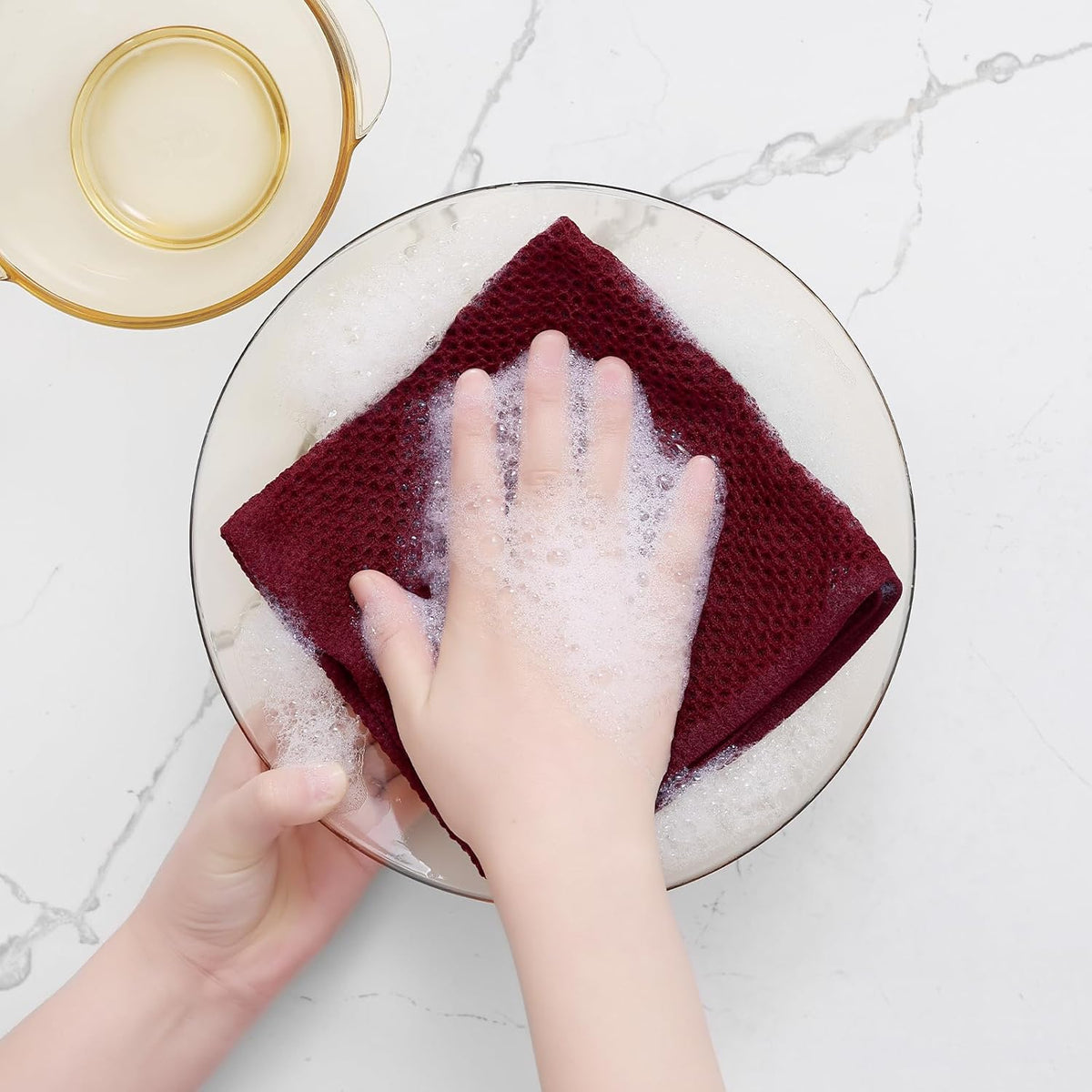 Homaxy 100% Cotton Waffle Weave Kitchen Dish Cloths, Ultra Soft Absorbent Quick Drying Dish Towels, 12 x 12 Inches, 6-Pack, Burgundy