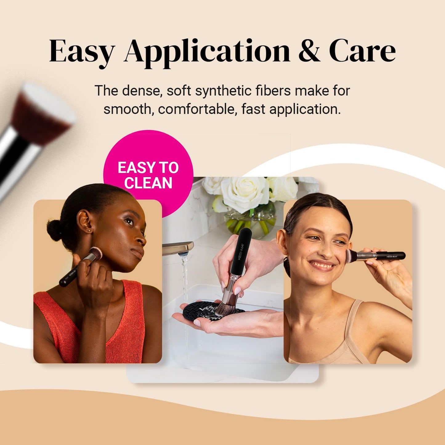 Flat Top Kabuki Foundation Brush By KESHIMA, Premium Makeup Brush