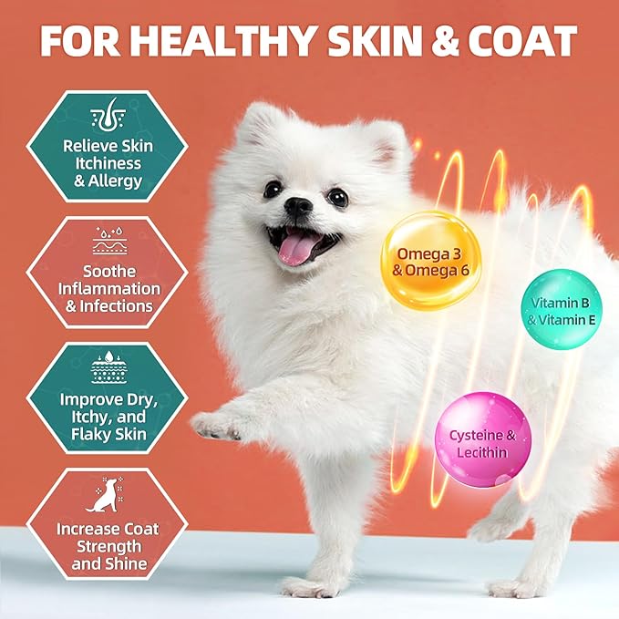 Dog Multivitamin with Glucosamine, Omega 3, Minerals, Probiotics and Enzymes, Dog Vitamins and Supplements for Joint, Skin & Coat Care, Digestive and Immune Health, Chicken Flavor - 120 Chews