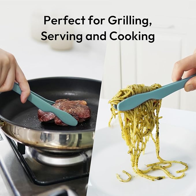 carrotez Silicone Tongs for Cooking, Anti-Slip,Non-Scratch Kitchen Tongs 9.5 inch Silicone Tongs 1Pack - Green