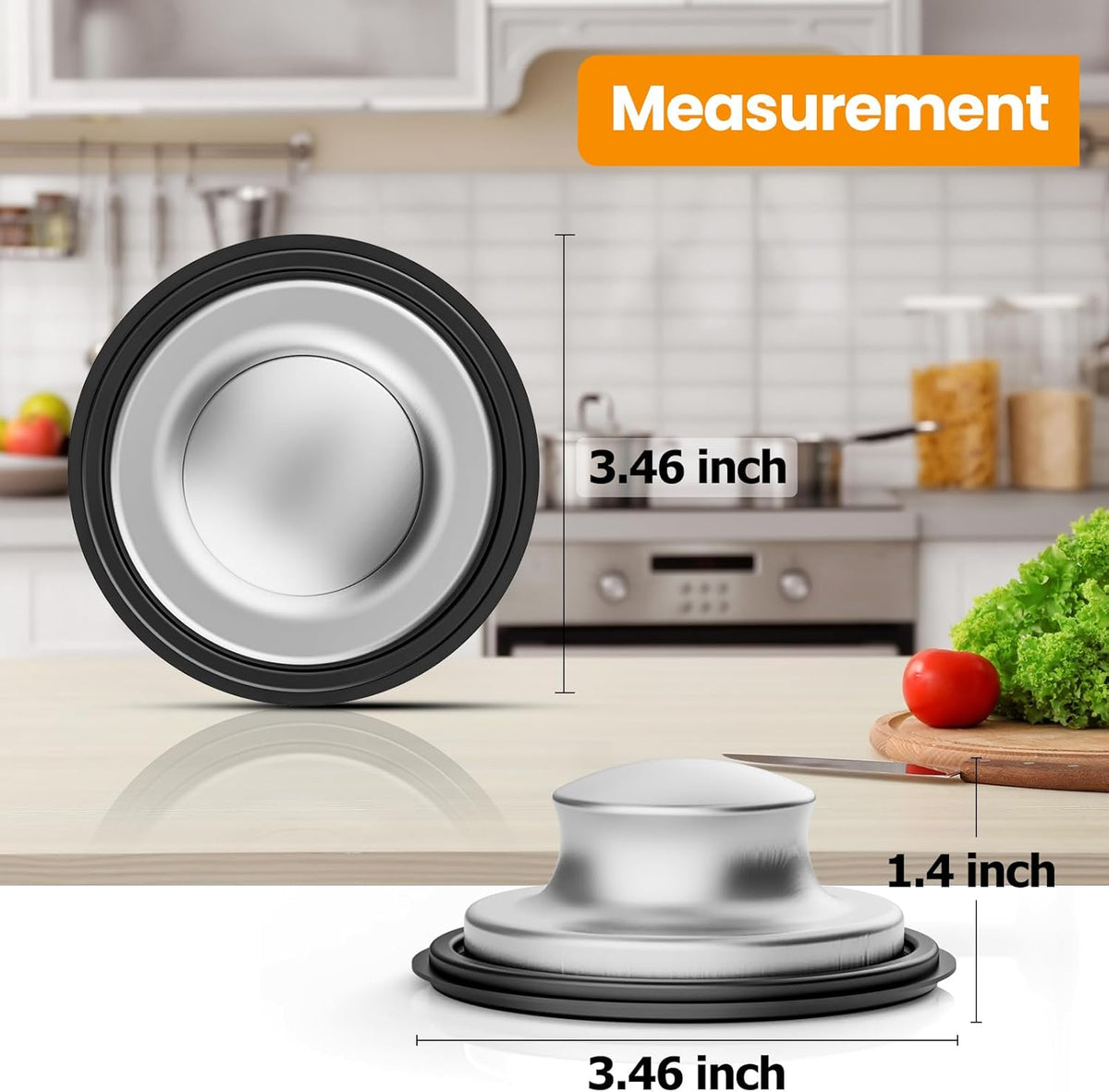 2PCS Kitchen Sink Stopper and Kitchen Sink Drain Strainer, Drain Catcher and Drain Cover for Kitchen Sink, Drainer for Standard 3-1/2 Inch Garbage Disposal Sink Drain