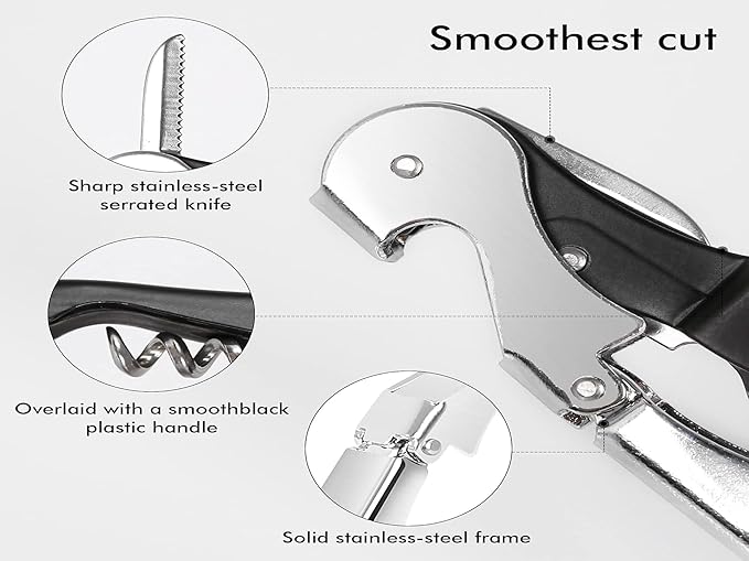 Professional Waiter Corkscrew Wine Openers Set, Heavy Duty Stainless Steel Hinges Wine Key for Restaurant Waiters, Sommelier, Bartenders