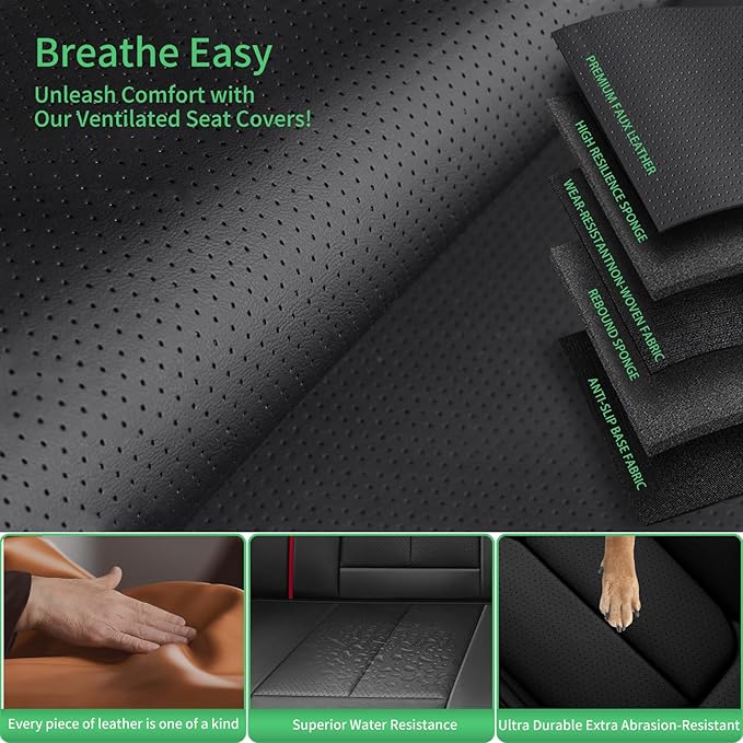 Fit Impreza Car Seat Covers for Subaru Impreza 2004-2024 2025 2026 -Upgraded Premium Waterproof & Breathable Leather,Airbag Compatible,All-Weather Seat Cushion Protector,2 Front/Black-Red