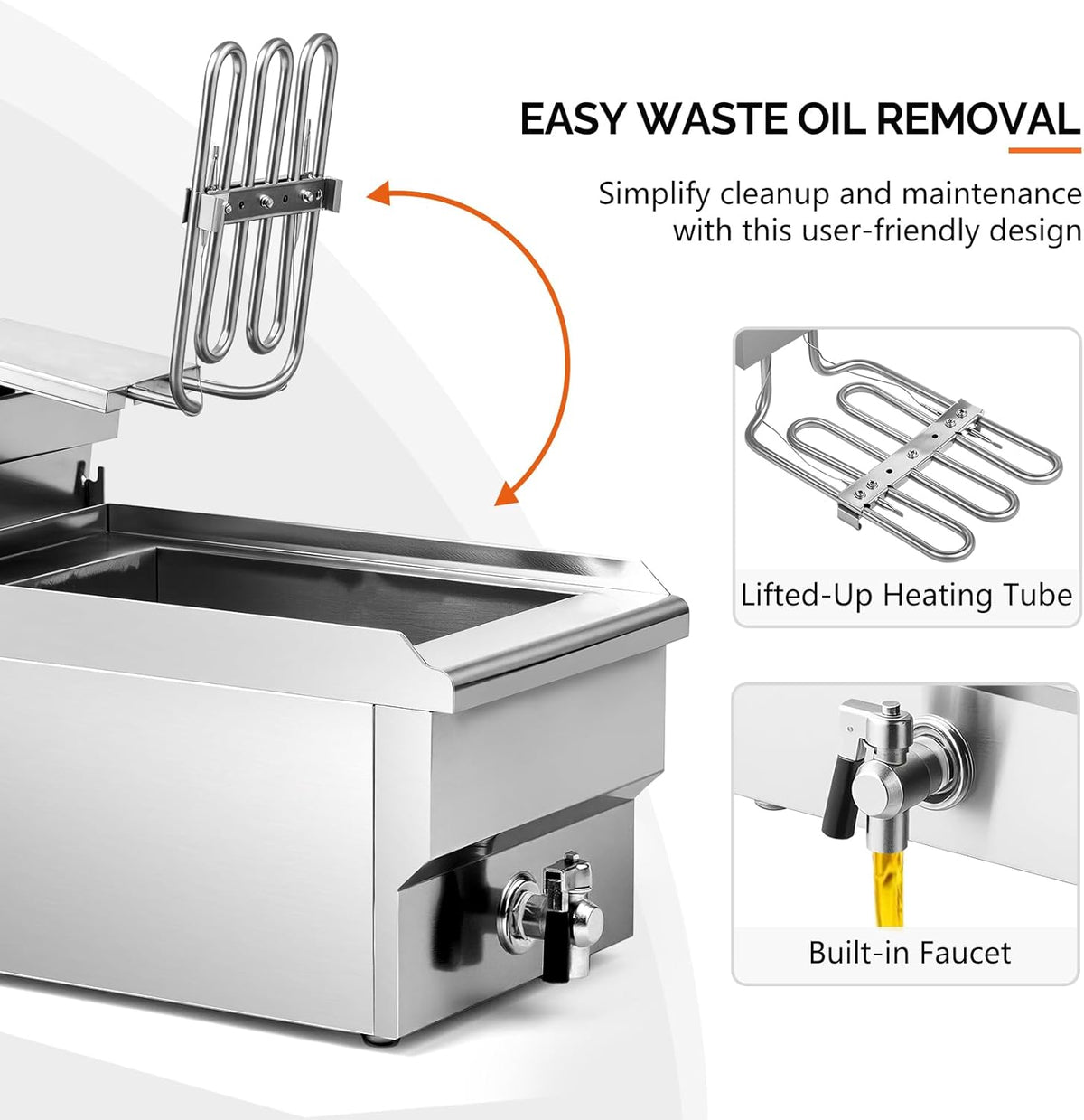 ROVSUN 12.5QT/11.8L Electric Deep Fryer w/Frying Basket, Timer, Drain, & Lid, Commercial Countertop Single Tank Frying Machine, Adjustable Temperature, for French Fries Donuts Onion Rings, 1700W 110V
