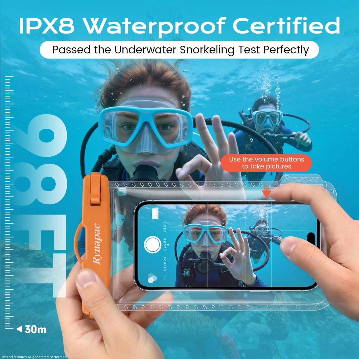 Rynapac IPX8 Waterproof Phone Pouch - 8.5in, 2 Pack Waterproof Phone Case for iPhone 17 16 15 Pro Max, Galaxy S26 S25 Ultra, Cellphone Dry Bag with Lanyard for Beach Vacation Travel Cruise Essentials